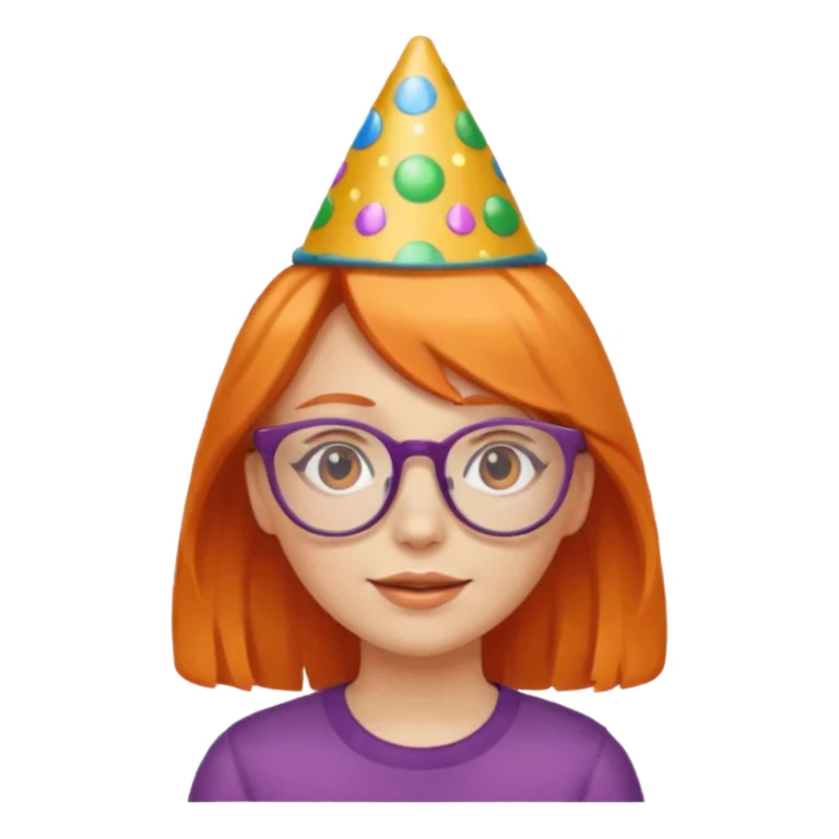 party hatted orange haired girl glasses sticker