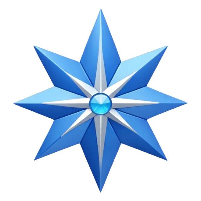 20 uçlu mavi yışdız ortasında beyaz tik sticker