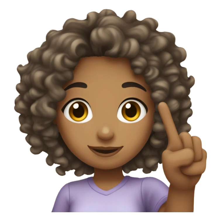 A mixed curly hair girl taking a selfie doing the peace sign sticker