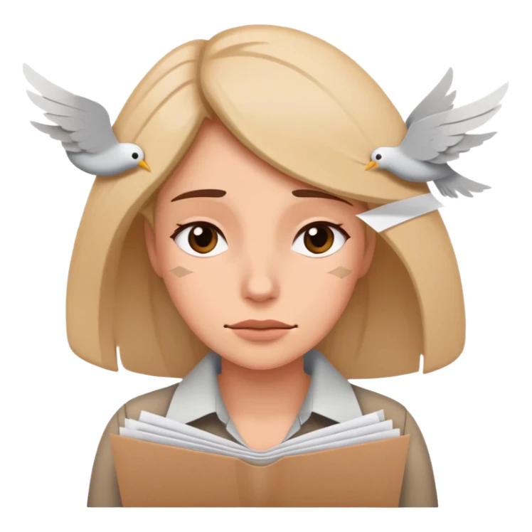 tired woman with flying papers around her sticker