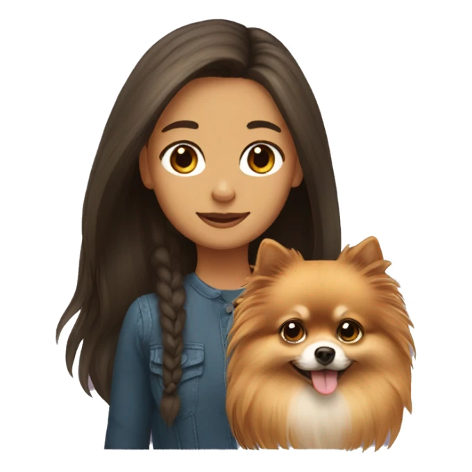 Girl with long hair and pomeranian  sticker