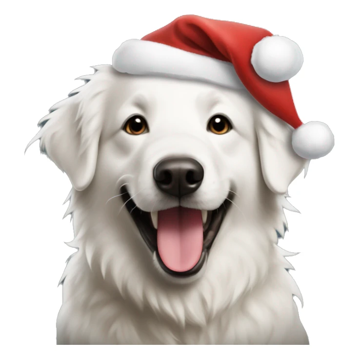 a maremma smiling with his tongue out wearing a santa hat  sticker