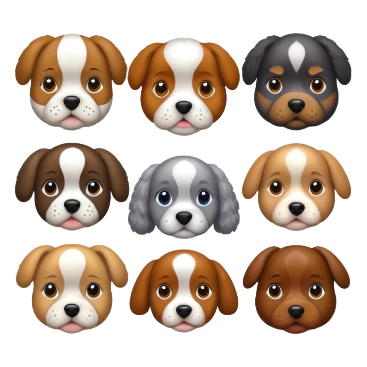 1 bulldog, 1 poodle, 1 husky, 1 dachshund sticker