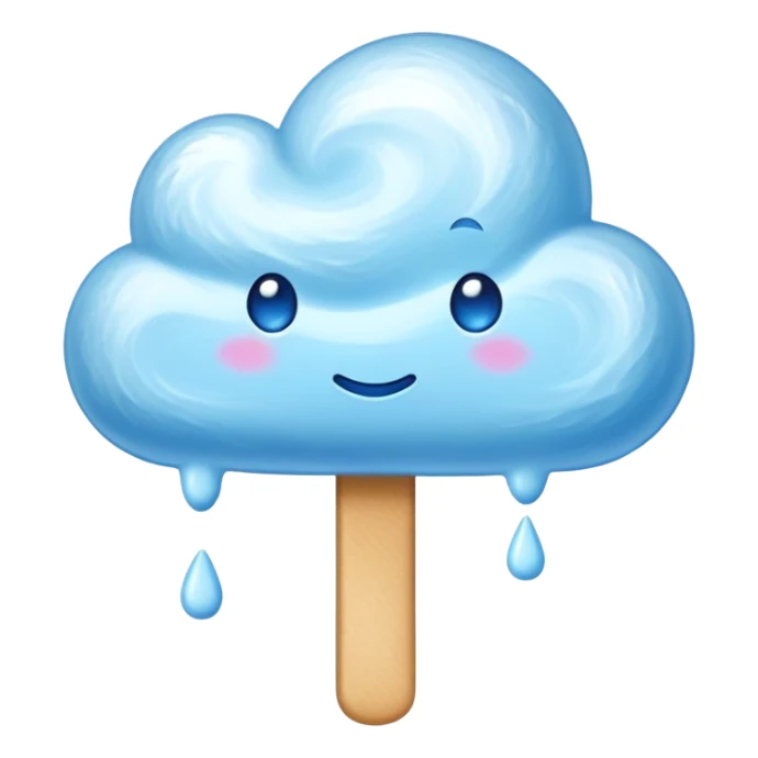 Blue glossy cotton candy cloud with shimmering sugar coating and lustrous shine sticker