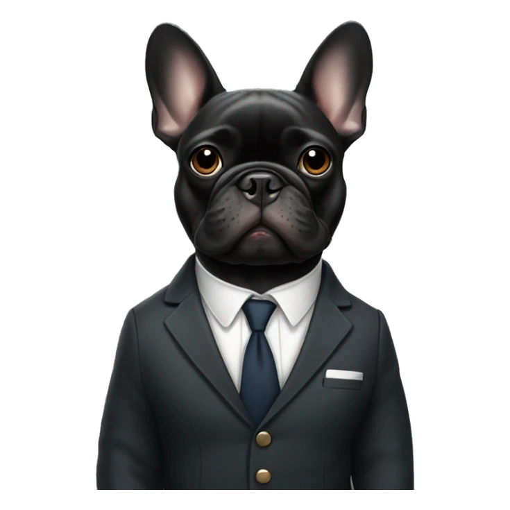 Black French bulldog wearing a suit sticker