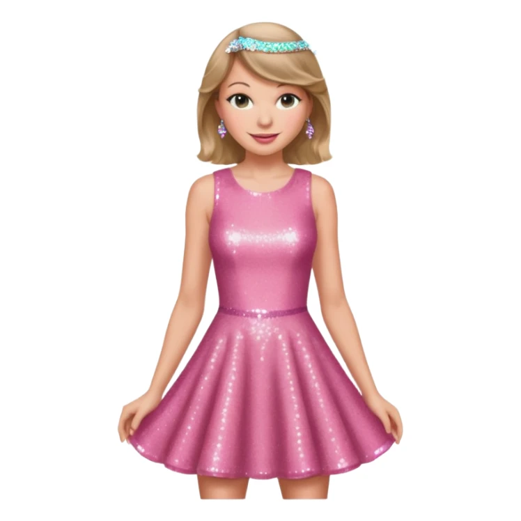 Taylor Swift smile in a sparkling pink dress sticker