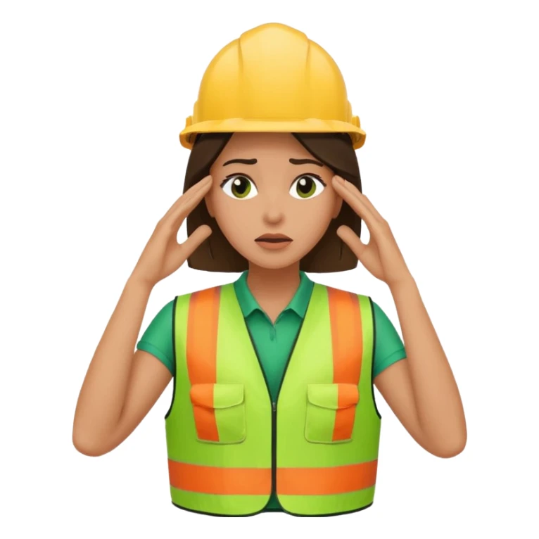 woman in green safety vest shaking head while face palming sticker