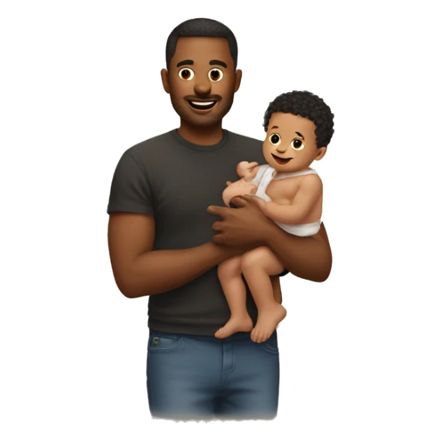 man with a baby and baby oil sticker