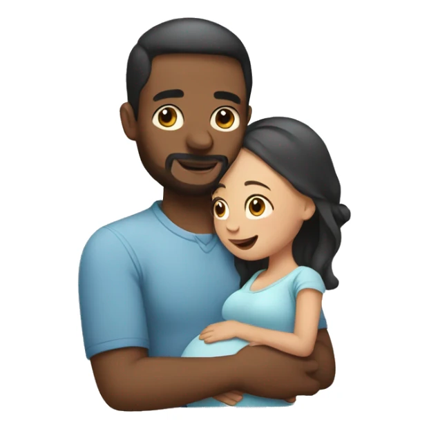 man supporting pregnant woman sticker