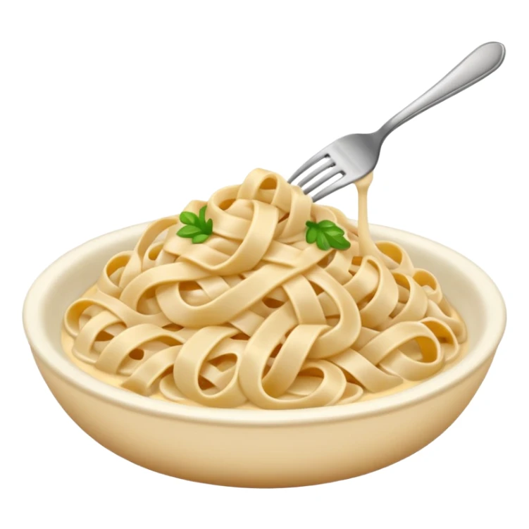 white creamy saucy fettuccine with a fork   sticker