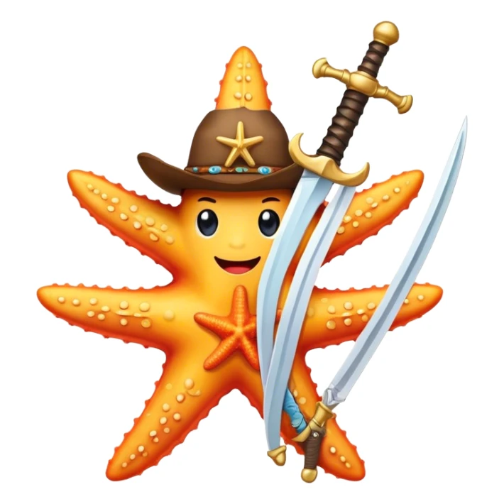 Cowboy starfish with a sword sticker
