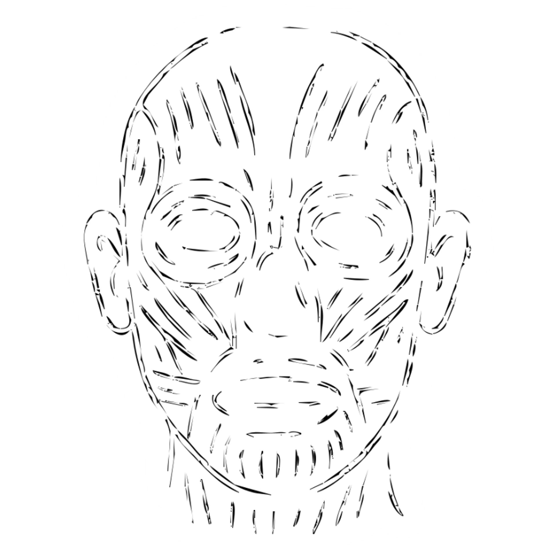 face with skin removed, showing muscle structure sticker