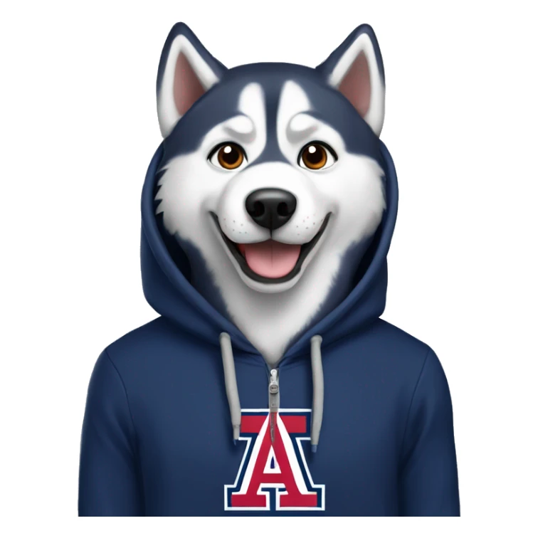 husky wearing university of arizona hoodie  sticker