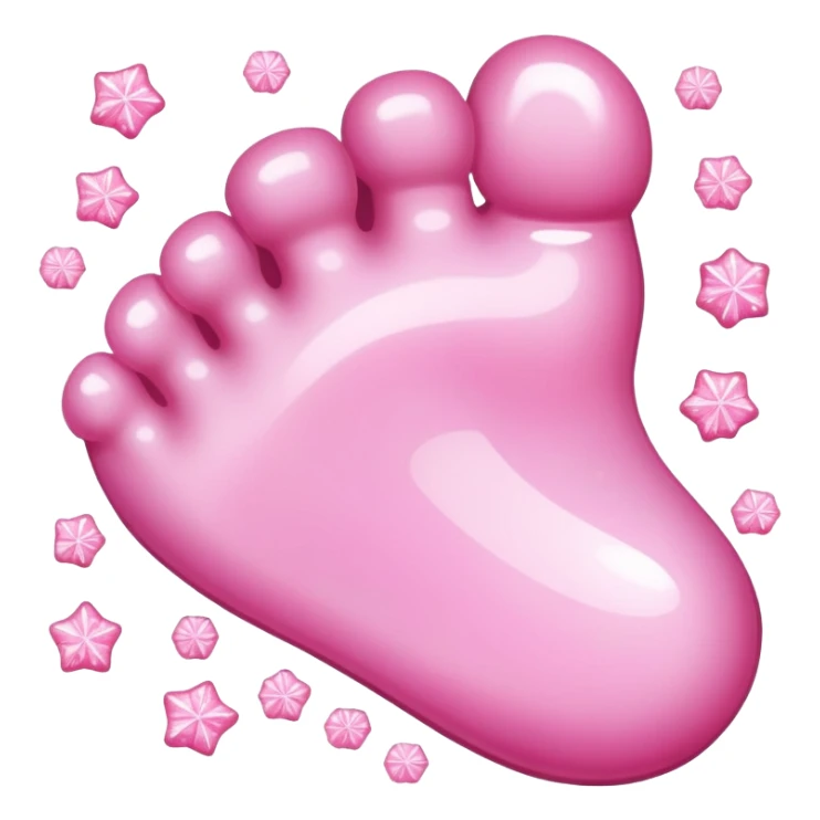 Cute cartoon foot with sugar crystals, candy sprinkles, and a sweet appearance sticker