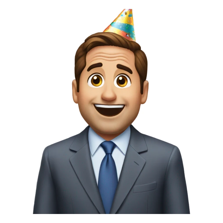 Excited Michael Scott with a party hat sticker