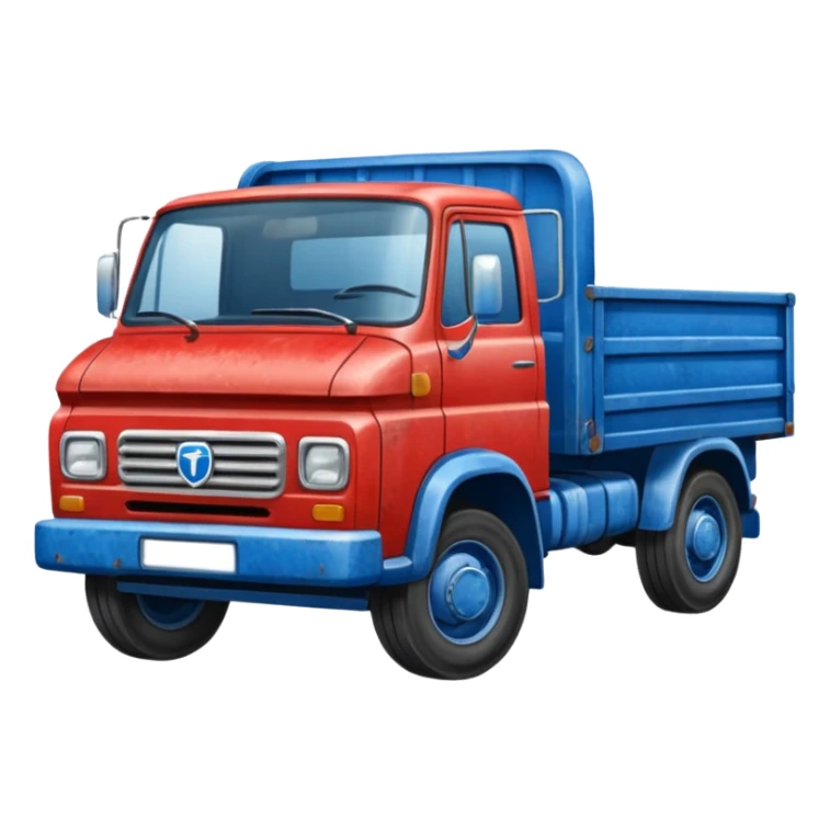 A red truck with a blue and white "TIR" plate sticker