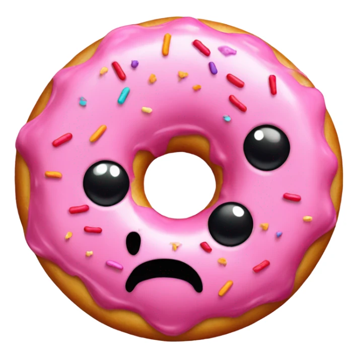 pink donut with black hairs on it sticker