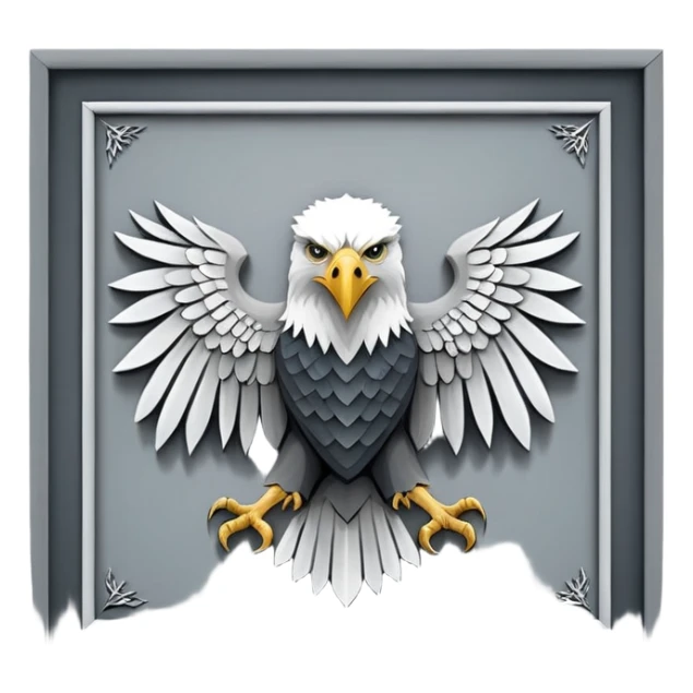 Game of thrones style eagal Sigil in square picture frame with Stark Colors sticker