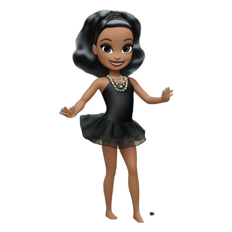 Liddle Kiddle 2010 Palm Beach Swim Suit Barbie Wednesday Addams smiles dancing at my rock. Wearing Long black organza voile filigree backless dress like Morticia wears. sticker