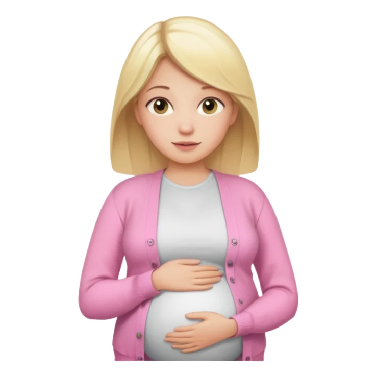 pregnant blonde with open belly, white top, and pink cardigenemoji  sticker