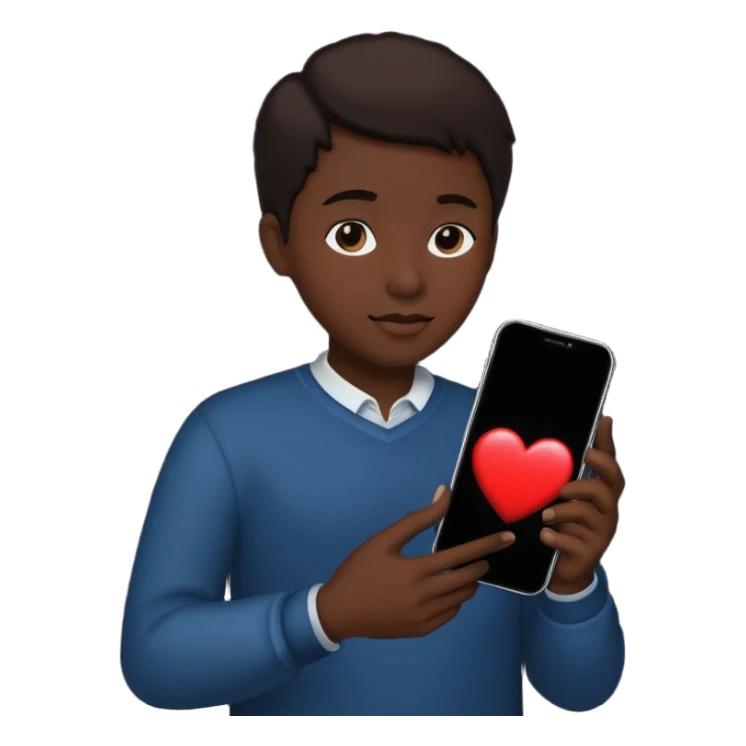 person silhouette holding a phone with a heart sticker