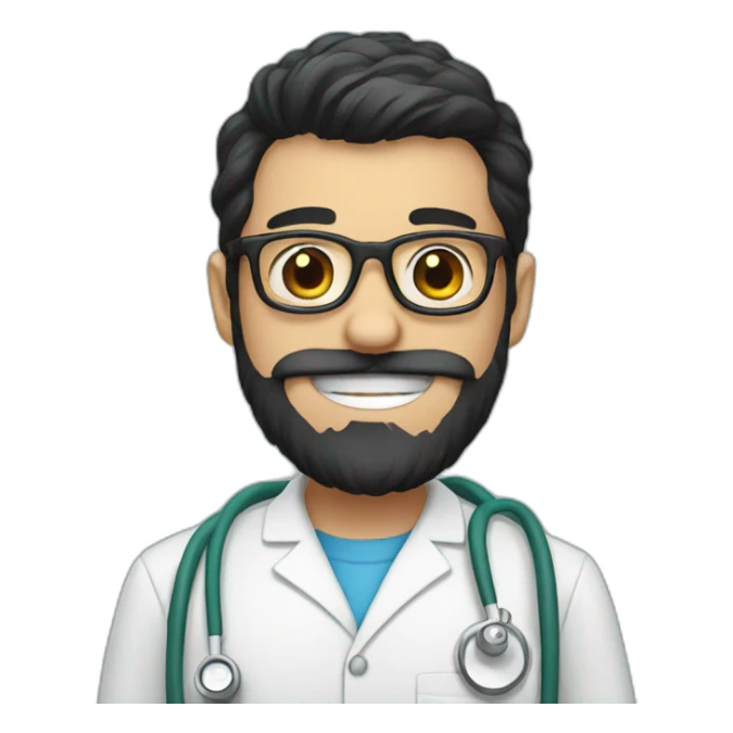 Dental Student with a black beard and glasses sticker