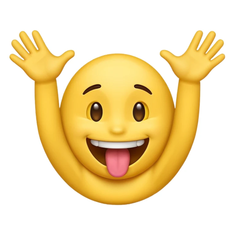 emoji sticking its tongue out with its hands going in an opening motion  sticker