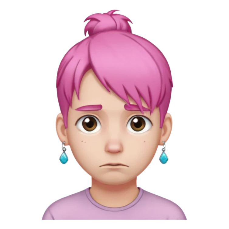  bun haired with earrings pink hair guy sad sticker