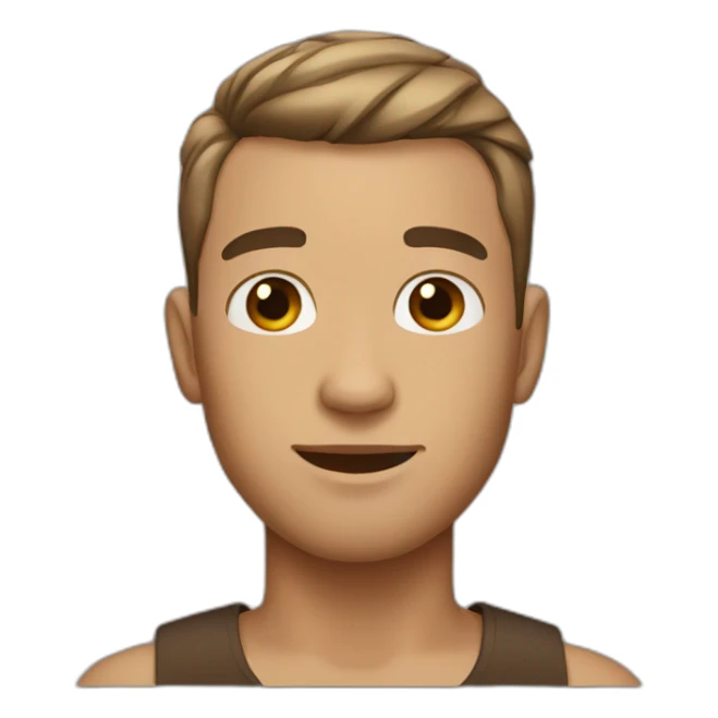 Man with very short hair brown and big cat  sticker