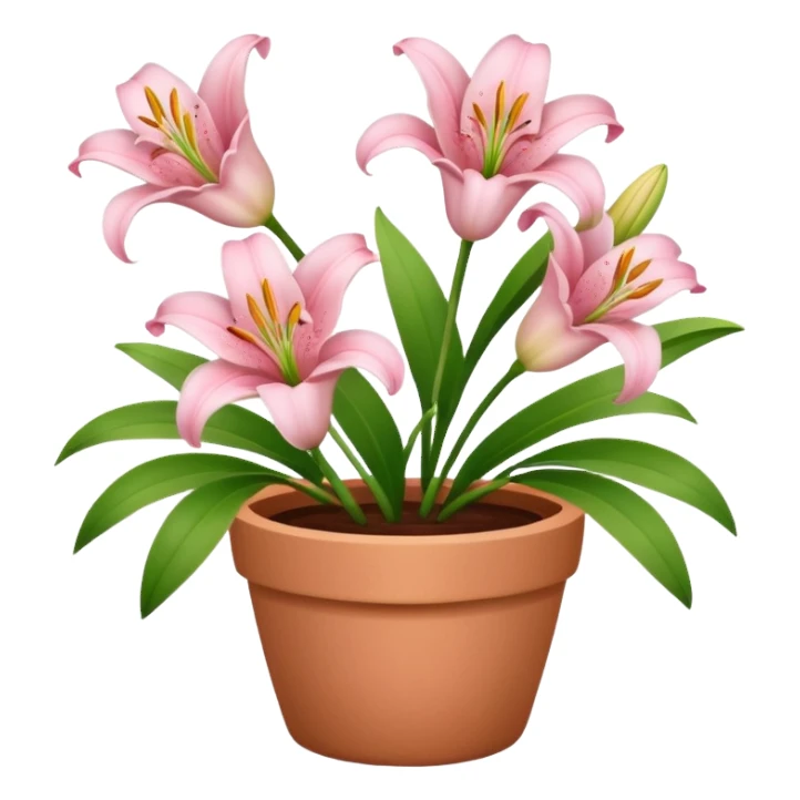 light pink lily flowers in a clay pot sticker