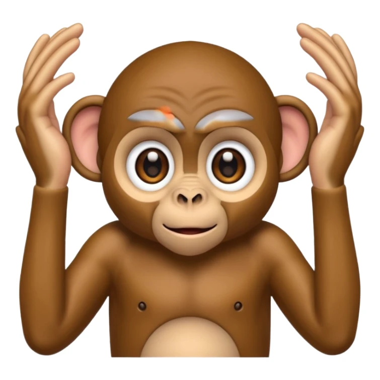 Monkey with HUGE eyes and HUGE hands covering ears sticker