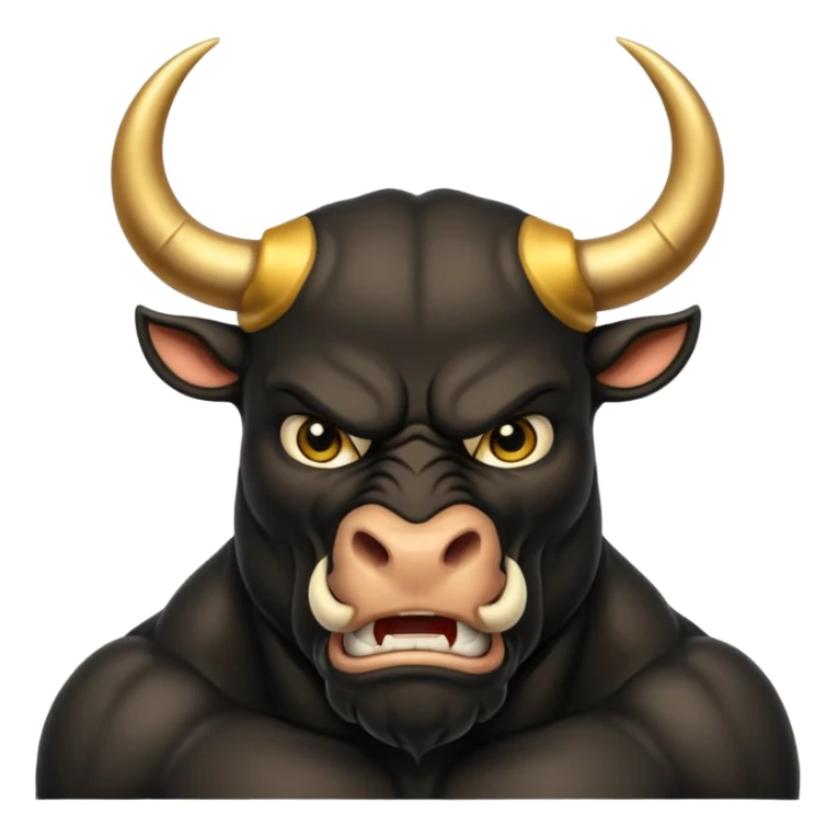 black angry powerful bull with golden horns emoji sticker