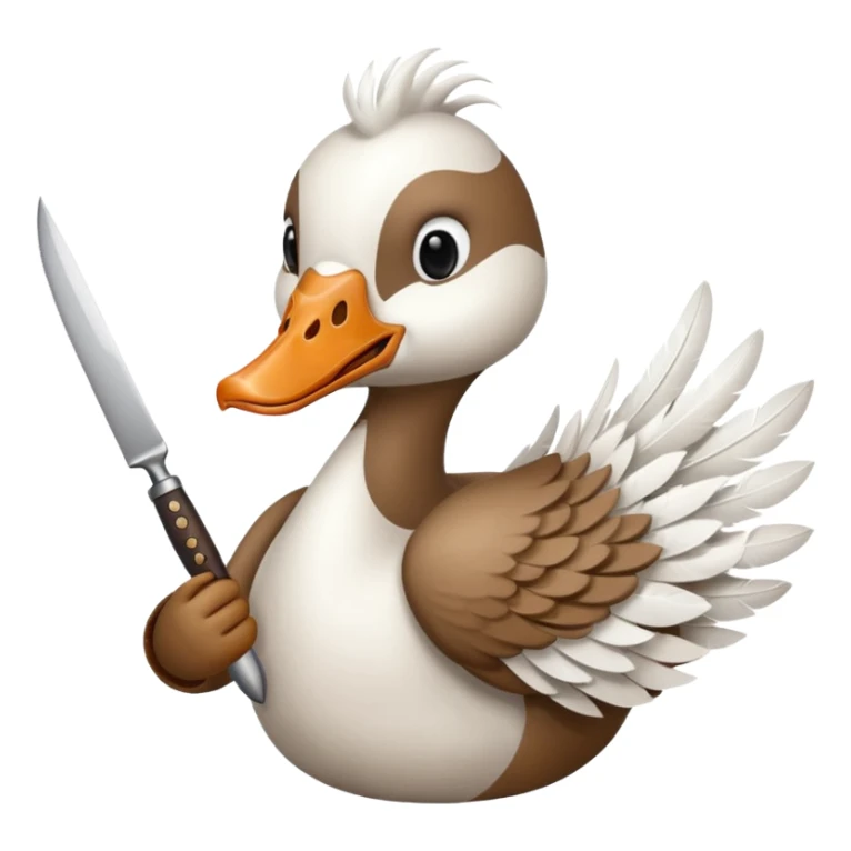 goose holding knife in mouth sticker