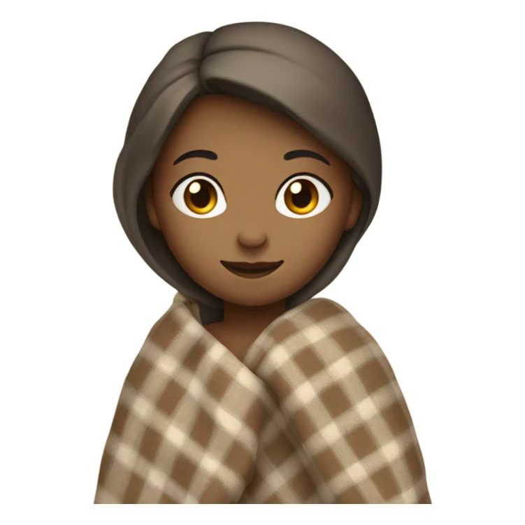 Beige clean girl folded plaid blanket  sticker