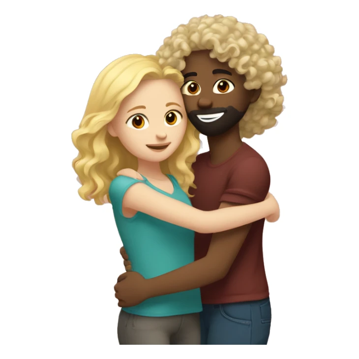 Blond white girl hugging Mexican curlyhaired black haired girl sticker