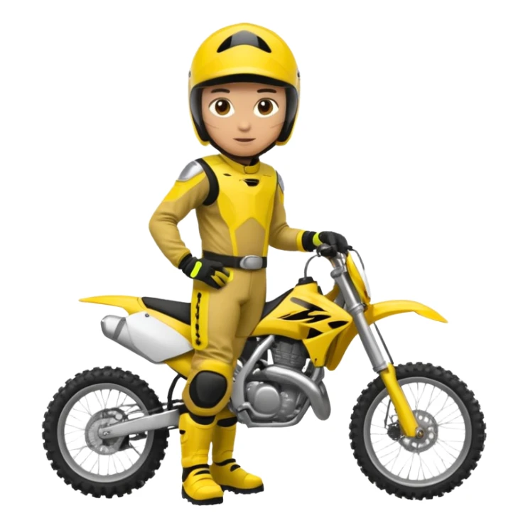 dirtbike rider in yellow gear signing autographs sticker