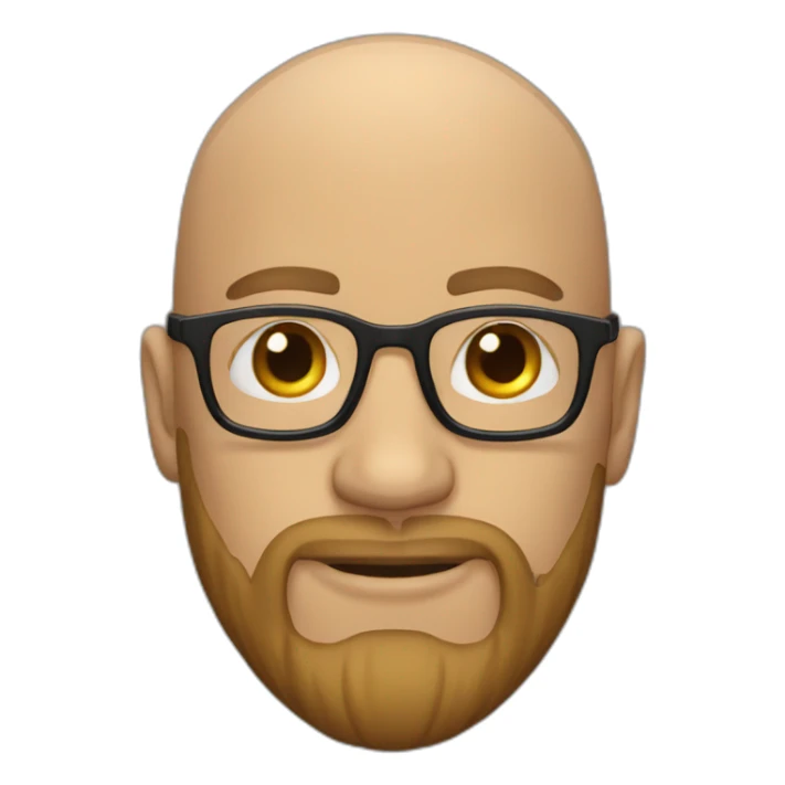 bald man with  three-day beard and glasses sticker