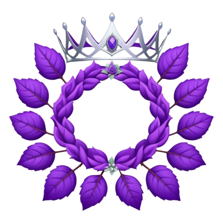 Purple rose with silver tiara and a purple emblem leaf wreath sticker