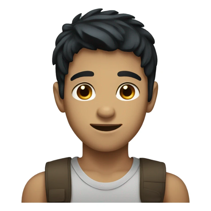 tan male boy with black hair and blue eyes  sticker