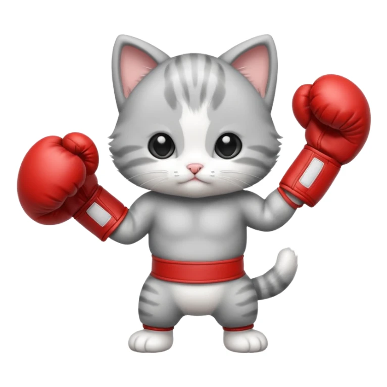 Adorable baby kitten standing with boxing gloves  sticker