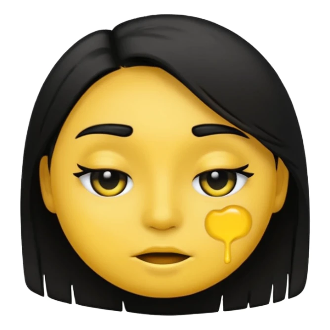 make a normal yellow face emoji but as an emo so black hair brushed the the side covering one eye and black eyeshadow sticker