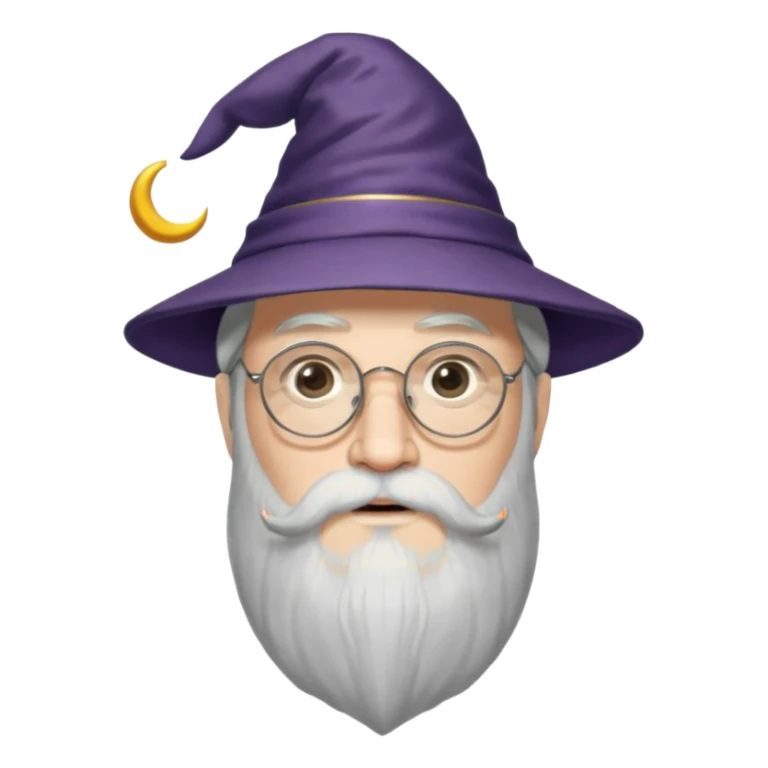 Design Albus Dumbledore with long white beard, half-moon glasses, wizard hat & wise expression. sticker