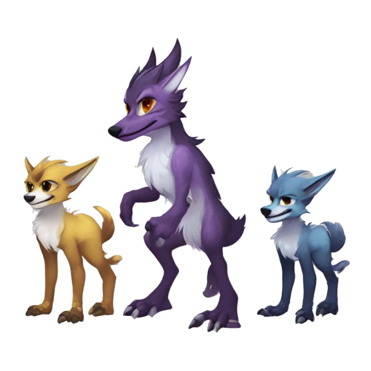 Cute Protogen-vernid-sergal-wickerbeast-fantasy-animal-fursona griffsnuff & LiLaiRa & Falvie full body sticker