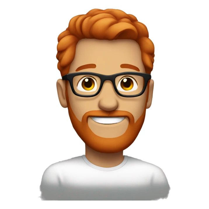 man red hair red beard black glasses smiling sticker