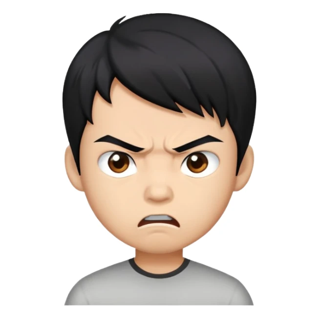 Engry blackhair asian boy sticker