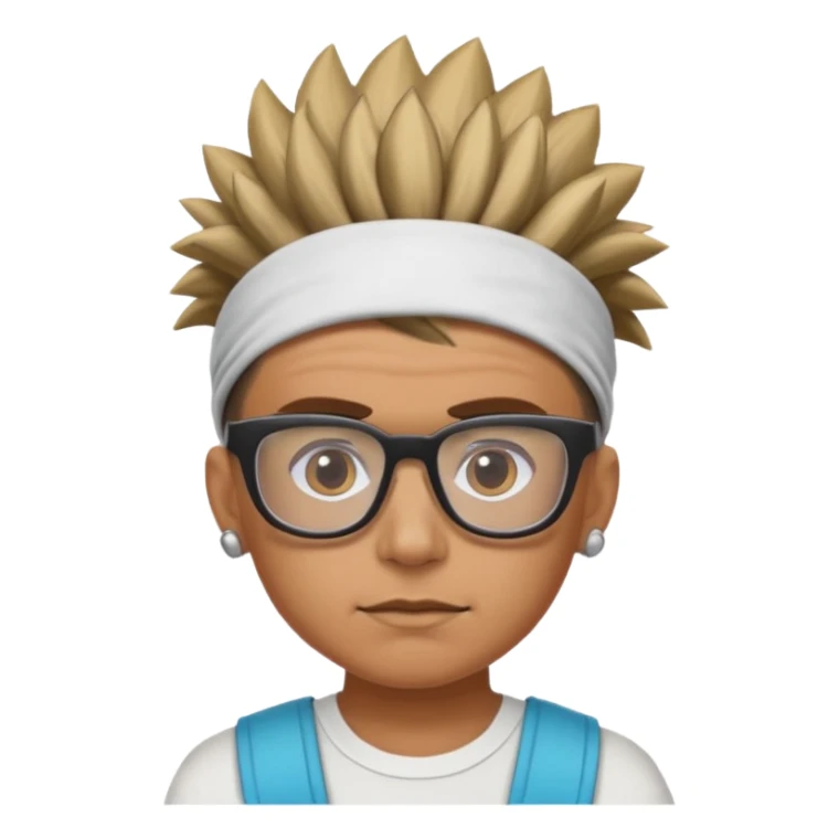 extreme mohawk person face headband glassess sticker
