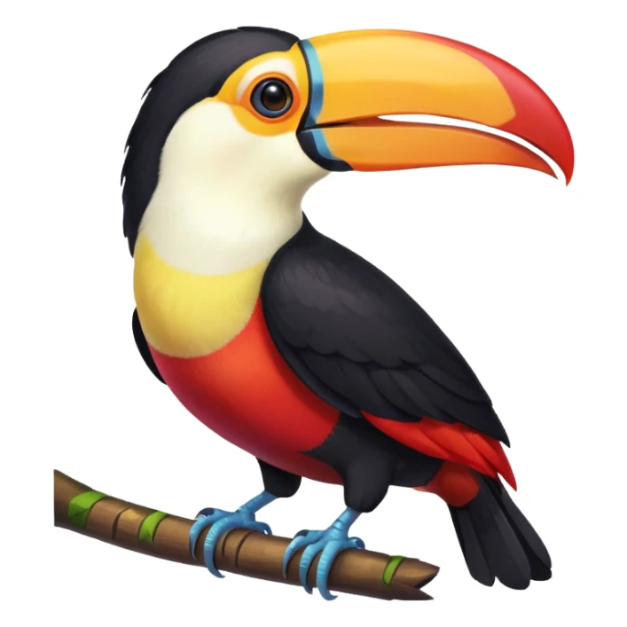 smiling toucan, vibrant colors, white background sticker