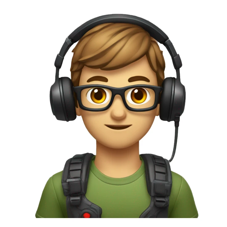 Gamer mit Glatze, schwarzes Headset mit schwarz-grünen Katzenohren, kurzer rot-brauner Vollbart, grau-blaue Augen sticker