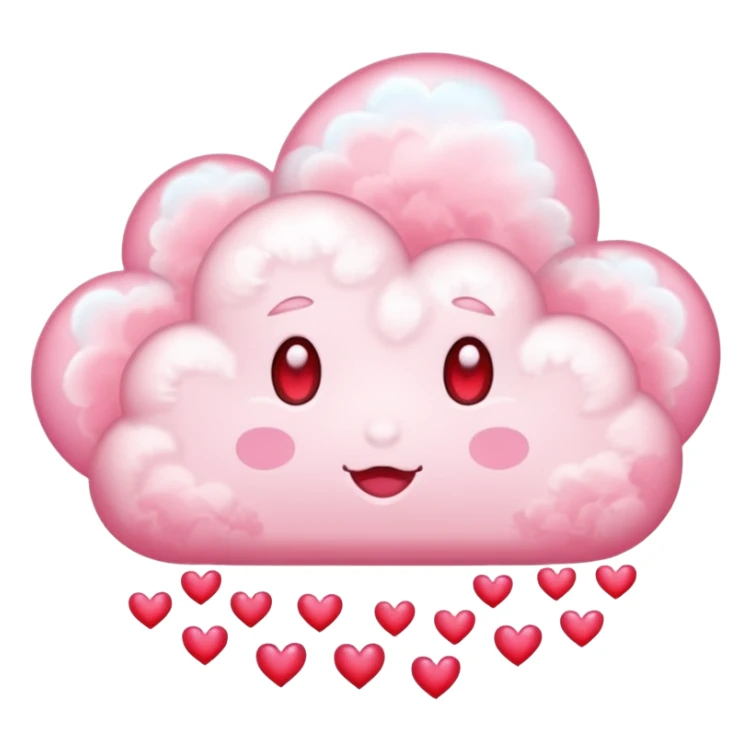 Plain white cloud with pale pink aura surrounding with hearts coming out the bottom sticker