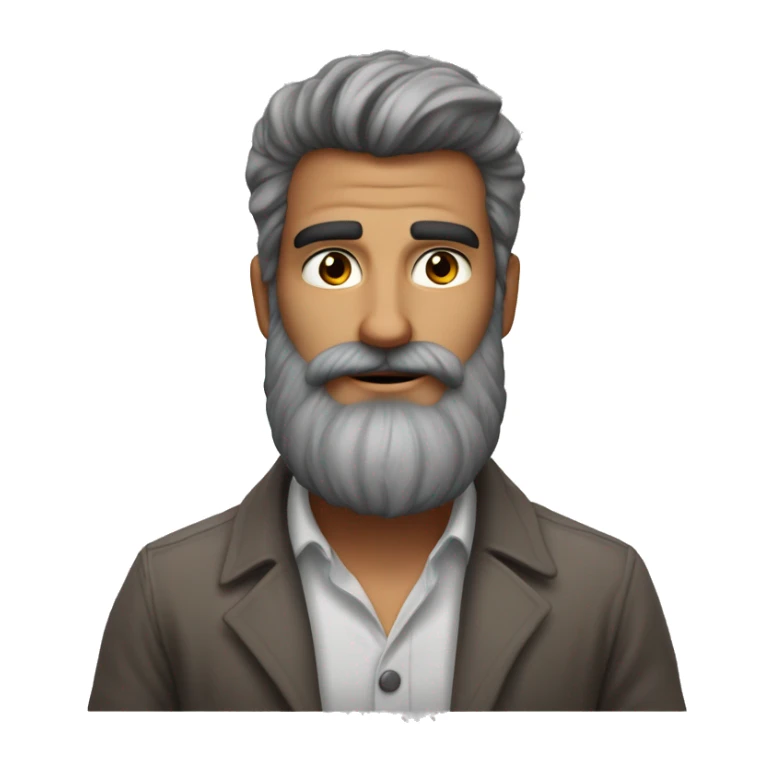 homme cheveux long catogan barbe gris blanc yeux marrons, beau goss sticker